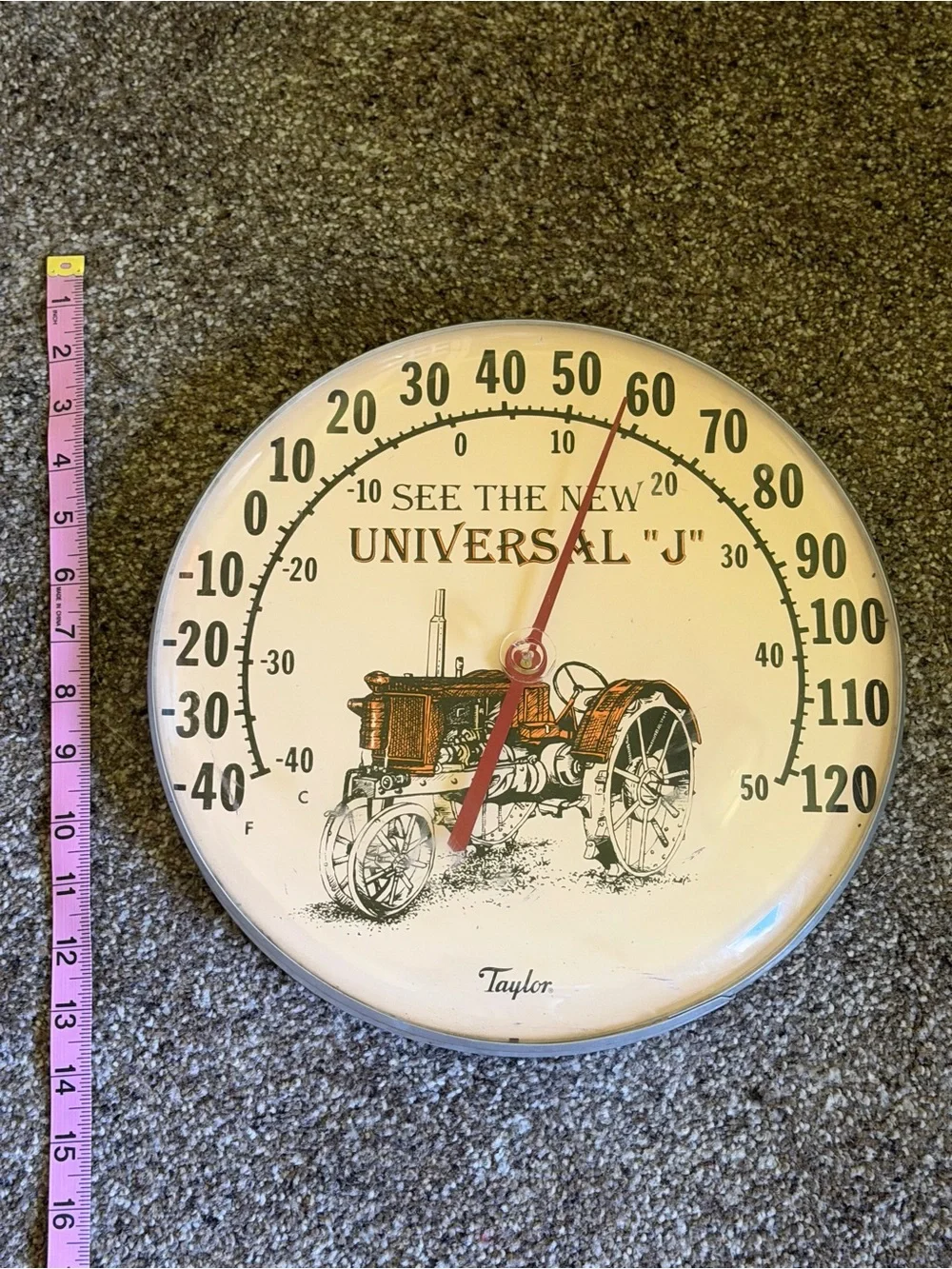 Vintage Taylor Universal 'J' Vintage Tractor Wall Thermometer